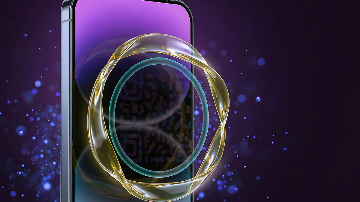 Phone with decorative glowing rings against a purple background — L444 guide